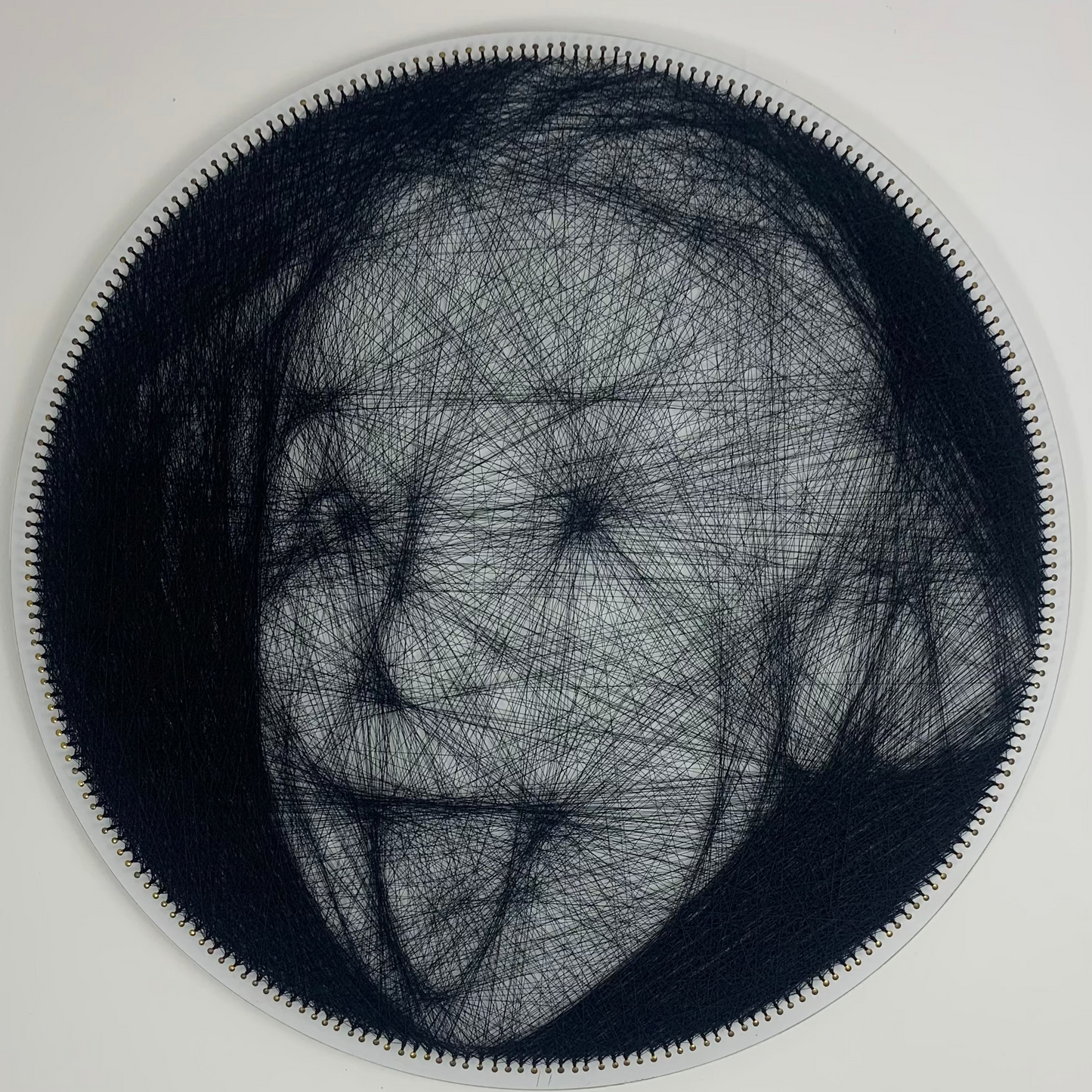 Einstein String Art Wall Décor – 50cm Round Geometric Thread Portrait